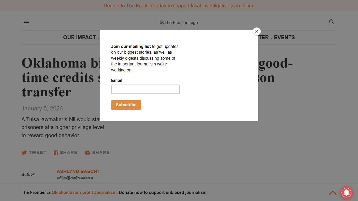 Oklahoma bill would let inmates earn good-time credits sooner while awaiting prison transfer
